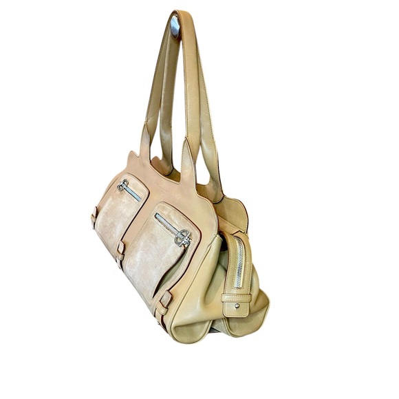 Salvatore Ferragamo Gancini Leather and Suede Expandable Hobo Bag - Picture 3 of 12